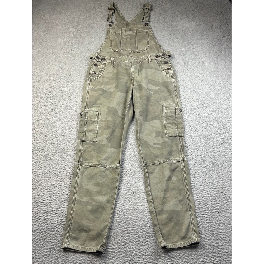 Abercrombie & Fitch Womens Camo Cargo Overalls Olive Green Slim Straight Small